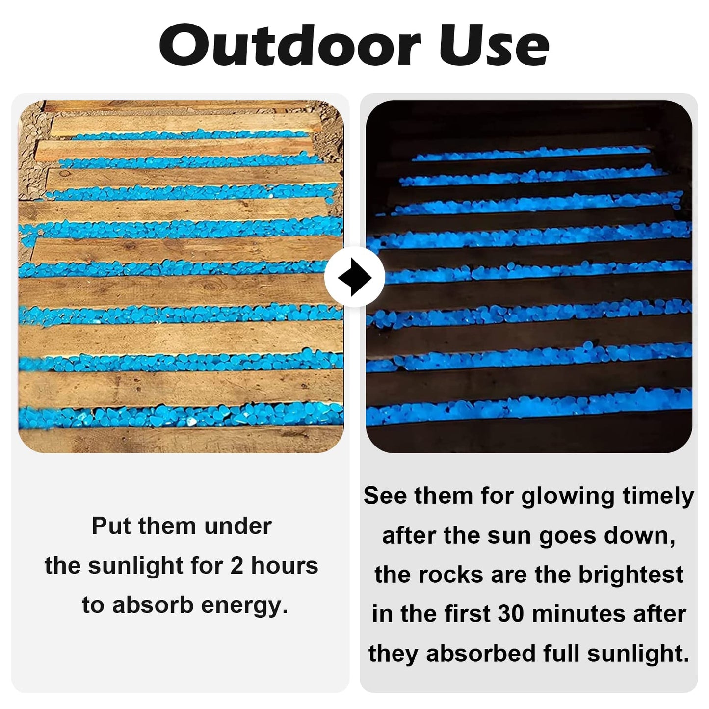 NAMTSO Glow in The Dark Rocks Outdoor, 500 pcs Blue Solar Rocks for Landscaping, Outdoor Decor Glow in The Dark Stones, Glowing Pebbles for Garden Backyard Patio Lawn Pond Fish Tank Aquarium Decor