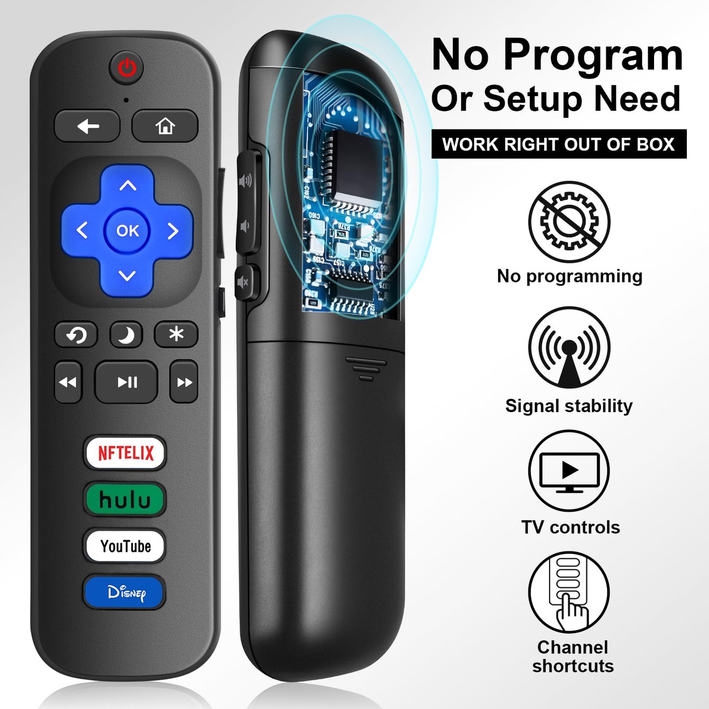 (Pack of 2) Replaced Remote Control Only for Roku TV Compatible with TCL Roku/for Hisense Roku/for Insignia Roku/for Onn Roku Smart TV (Not for Roku Stick and Box)