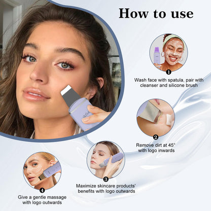 GUGUG Skin Scrubber Face Spatula Skin Spatula Pore Cleaner Blackhead Remover Tools for Facial Deep Cleansing-4 Modes -White