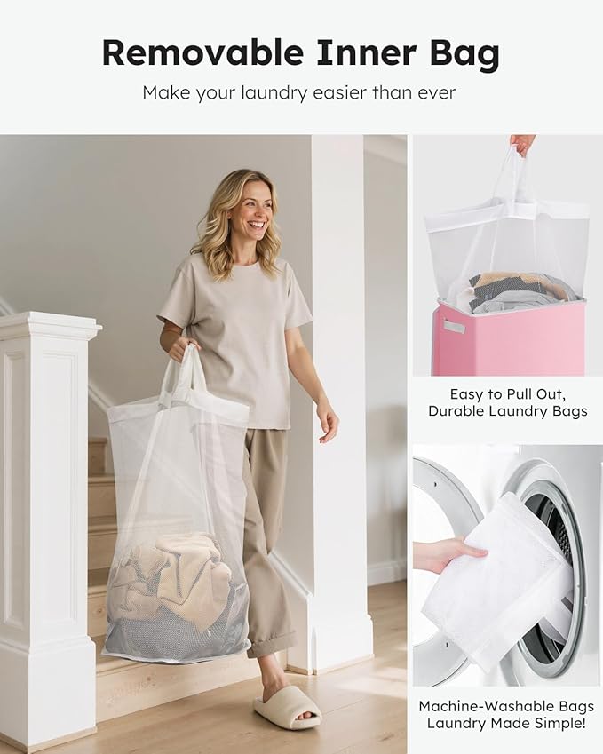 SOLEDI Laundry Hamper with Lid 100L Large & Tall Collapsible Laundry Basket