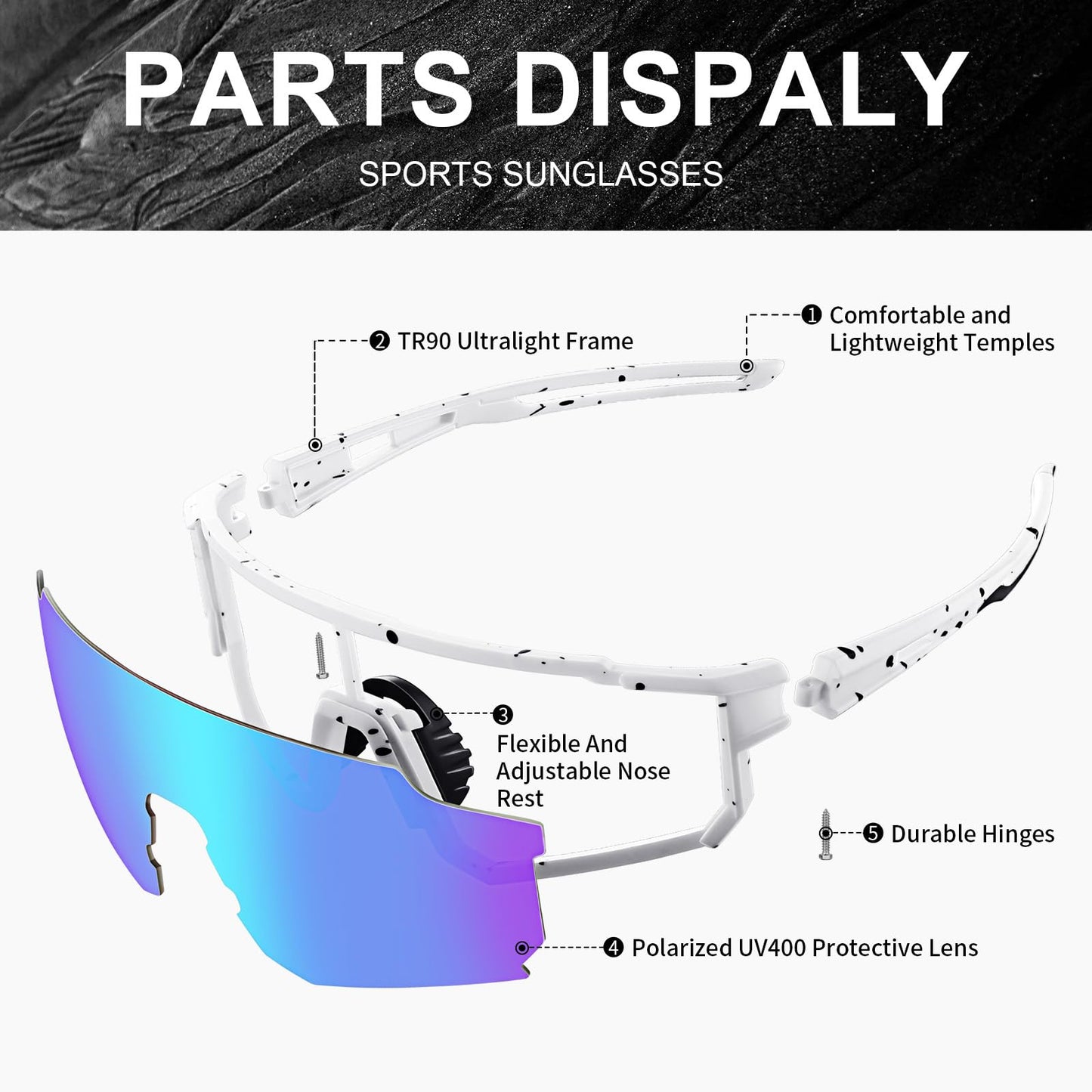 TURBOPEP Polarized Sports Sunglasses for Men and Women,Fishing Cycling Mountain Bike Baseball Sunglasses with UV Protection