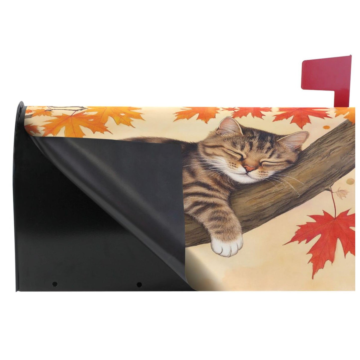 Wamika Fall Cat Sleeping Magnetic Mailbox Covers Autumn Kitty Maple Leaves Mailbox Cover Over Size Full Magnet Garden Yard Porch Mail Boxes Cover Holiday Decorations 25" L x 21" W