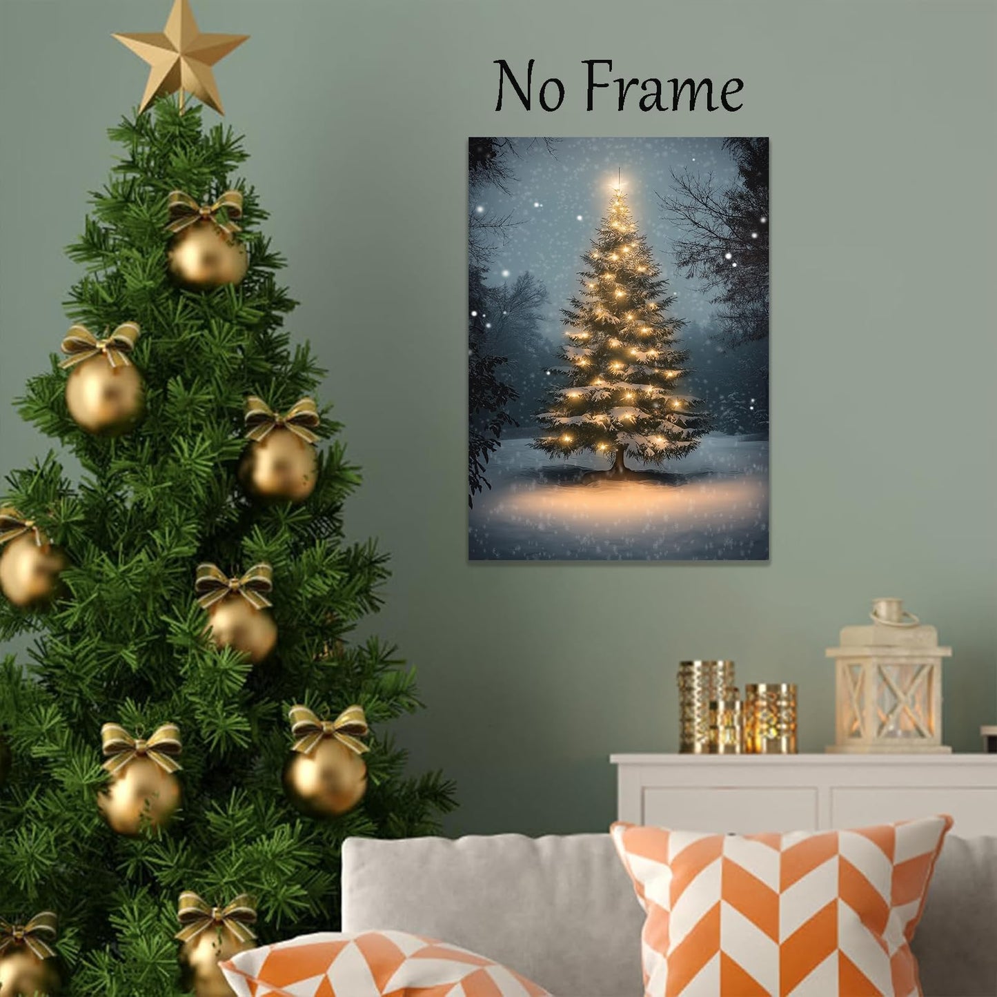 Lauximart Winter Pine Forest Christmas Wall Art Rustic Landscape North Prints Vintage Christmas Wall Art Snowy Landscape Art Scene Winter Aesthetic Poster Rustic Tree Print 16x24inch No Frame