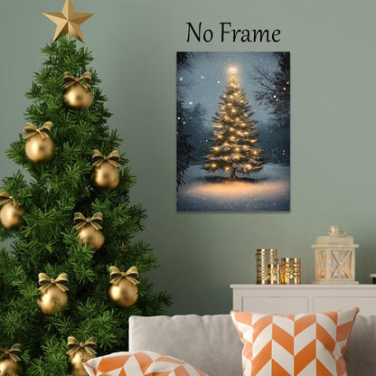 Lauximart Winter Pine Forest Christmas Wall Art Rustic Landscape North Prints Vintage Christmas Wall Art Snowy Landscape Art Scene Winter Aesthetic Poster Rustic Tree Print 16x24inch No Frame