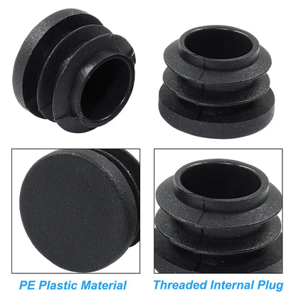Kyuionty 20 Pack 3/4" Round Plastic Plug, Furniture Pipe Tube Cover Insert Tubing End Caps for Round Tubing Post, Pipe Post, Chairs (Black)
