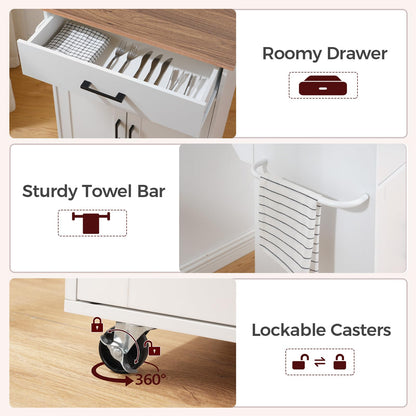 MAHANCRIS Folding Countertop Kitchen Island Cart and 4-Tier Rotating Bookshelf Bundle, Kitchen Island Table with Towel Rack, Spinning Bookshelf Tower, for Living Room, Study, KIBZ12501-BKWT6401
