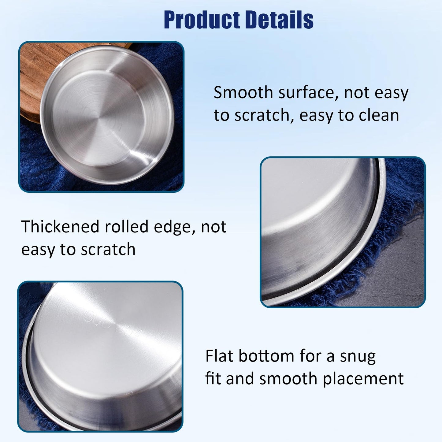 ZGWANSUI Stainless Steel Dipping Sauce Dish, Individual Sauce Bowls Saucers, Small Metal Ramekins, Little Seasoning Bowls, Soy Dishes for Sushi Salad Dressing Side Dish, 4 Pack 5.3oz