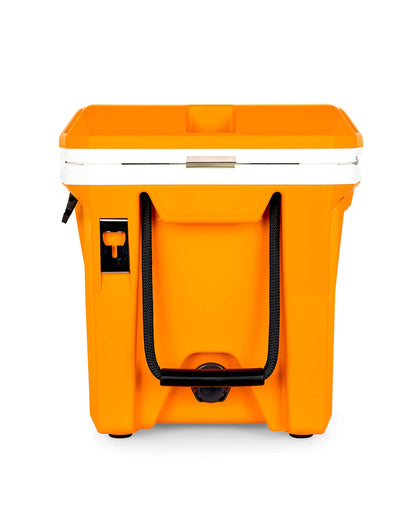 Camco Currituck Tangerine and White 30 Quart Cooler - Rugged Exterior Made for Camping, Hunting, Fishing and Tailgating - Comes with Cooler Basket (51757)