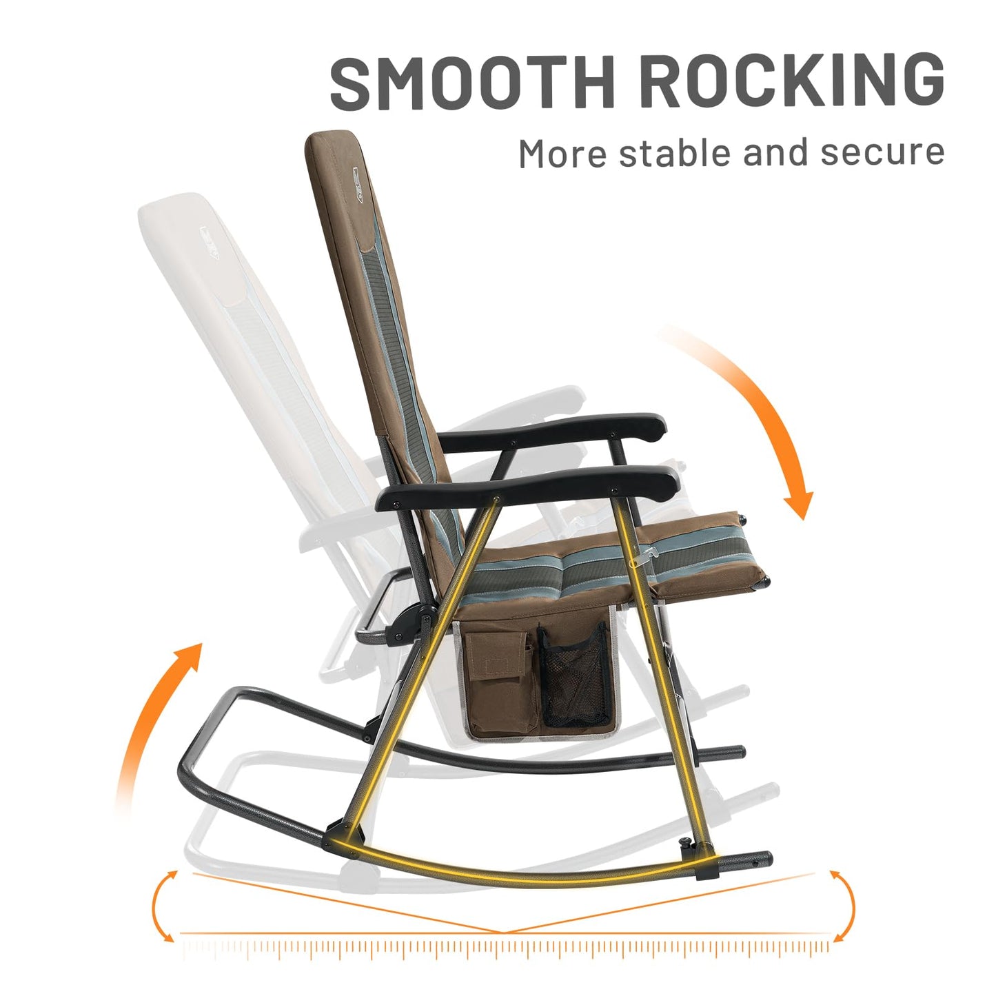 TIMBER RIDGE Foldable Padded Rocking Chair for Outdoor, High Back and Heavy Duty, Portable for Camping, Patio, Lawn, Garden, Yard or Balcony, Supports 300lbs (Brown)