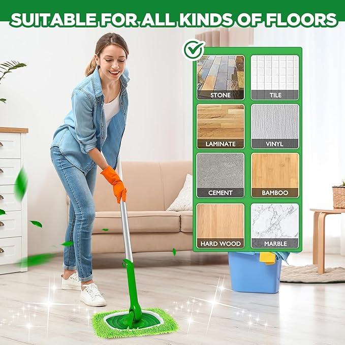 Reusable Microfiber Mop Pads Washable Wet Pads Compatible