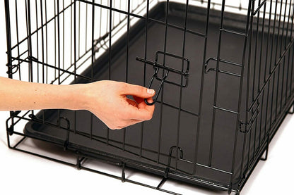 Cardys Dog Crate Puppy Pet Cage with 2 Doors Easy Clean Removable Plastic Tray Folding Metal Training Crate (Small 24''), black