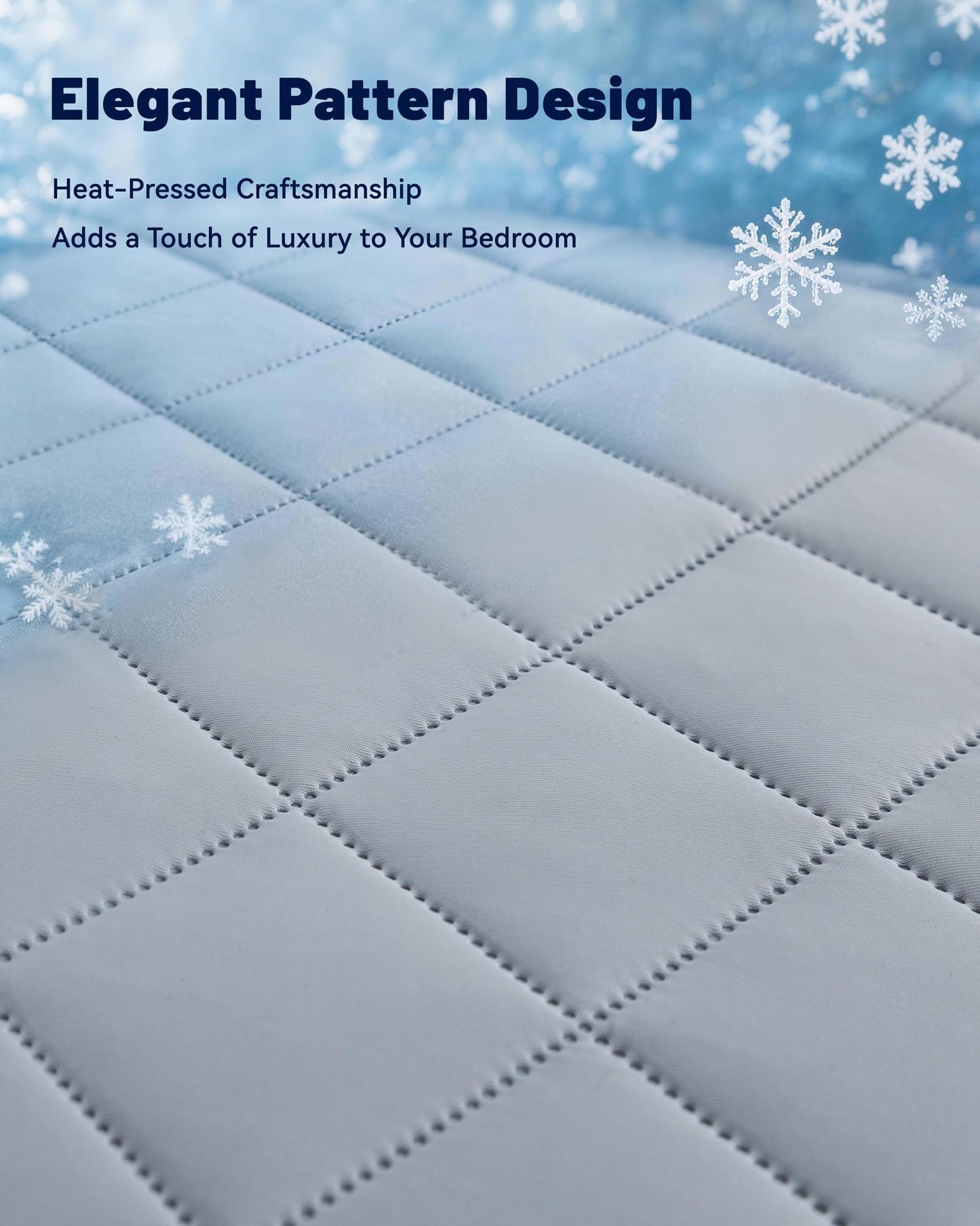 Welfibr Cooling Mattress Pad for Hot Sleepers Noiseless Mattress Protector Bed Cooling Pad 3X Breathable Mattress Topper Q-Max 0.45 Cool Touch, 3D Mesh Deep Pocket Bed Cooling Cover Grey Full