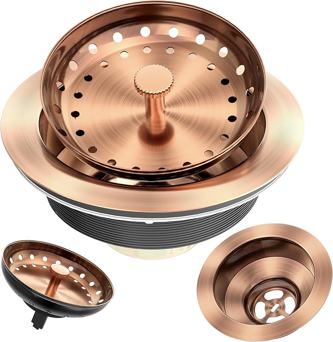 Kitchen Sink Drain Copper 3-1/2 Inch Stainless Steel Kitchen Drain Strainer