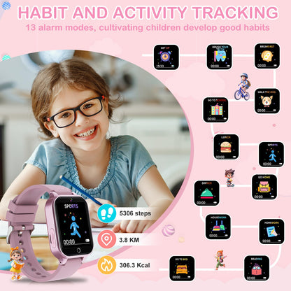 Bakoor Smart Watch with Games, Kids Watch Gift for Girls Age 5-12, 1.54'' HD Touch Screen Watches with Video Camera Music Player Pedometer, Toys Birthday for Boys Ages 4 5 6 7 8