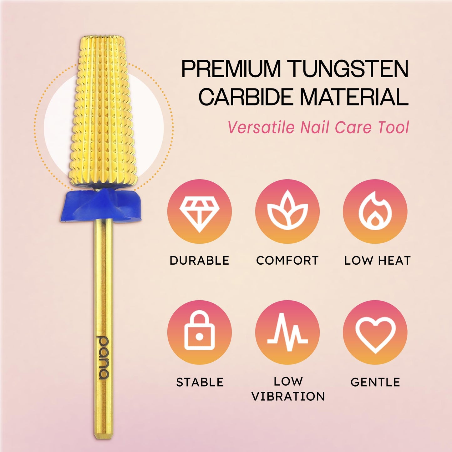 PANA Nail Carbide 5 in 1 Bit - Two Way Rotate use for Both Left and Right Handed - Fast Remove Acrylic or Hard Gel - 3/32" Shank - Manicure, Nail Art, Drill Machine (Fine - F, Silver)