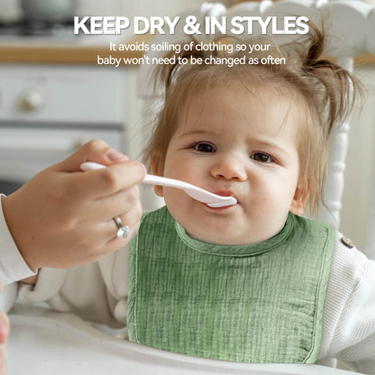 Wrrernsin Muslin Baby Bibs for Unisex Boys Girls, Cotton Drool Bib, Adjustable Newborn Bibs for Drooling and Teething