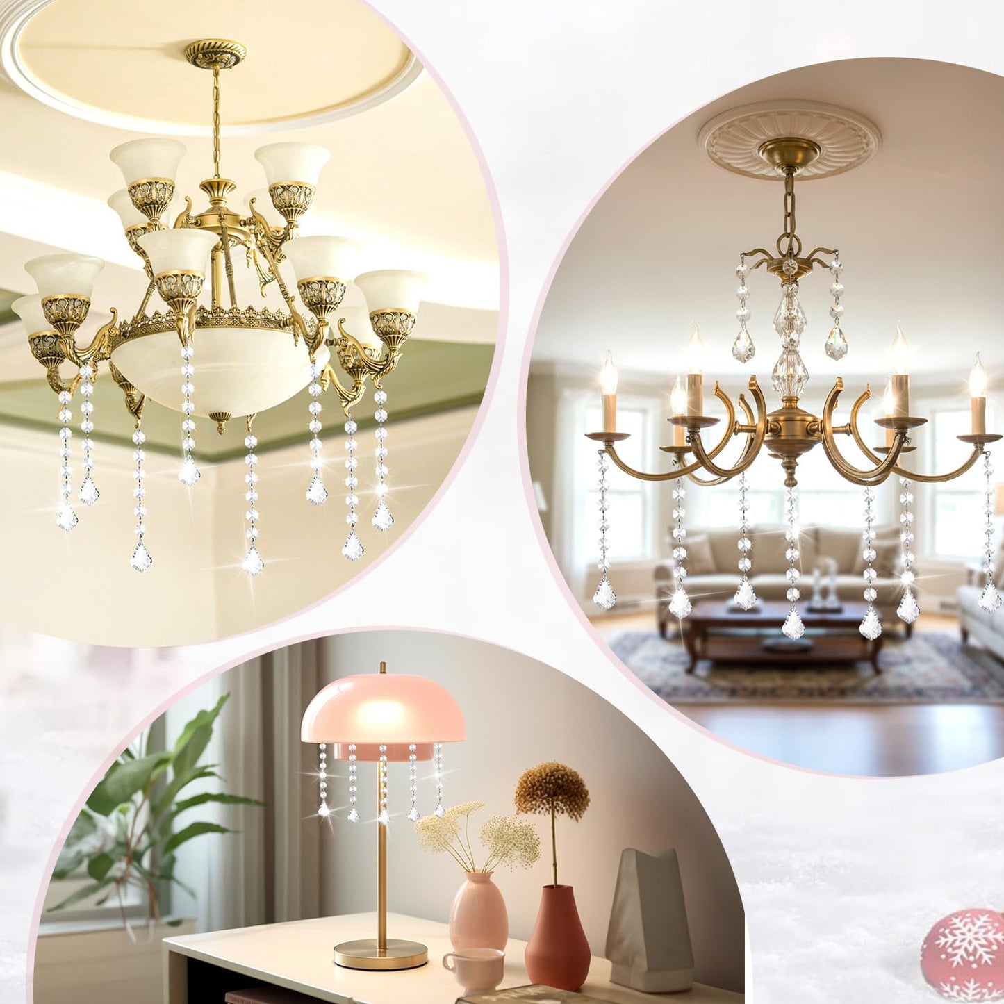 SHENLIU 100 Pcs Clear Acrylic Crystal Ornament Hanging Glass Crystals Beads Clear Acrylic Prisms Pendant Ornaments for Centerpieces, Chandelier, Celebration, Wedding, Christmas, Window Home Decoration