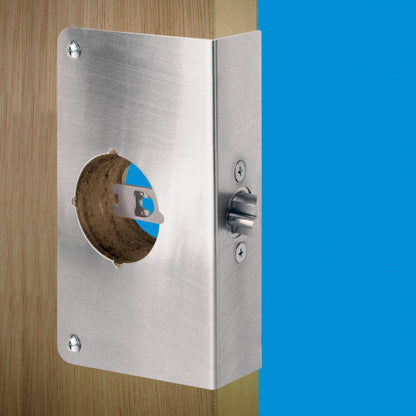 Prime-Line U 9588 Stainless Steel Lock and Door Reinforcement Plate for 1-3/4 In. Thick Doors, Stainless Steel Finish (Single Pack)