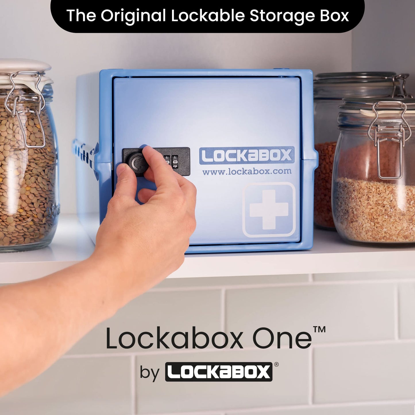 Lockabox One™ | Premium Lockable Medicine Box (A4-Sized) | Lightweight & Hygienic Medicine Lock Box | Made In Britain | External Size 31 x 21 x 17 cm (Medi Blue)
