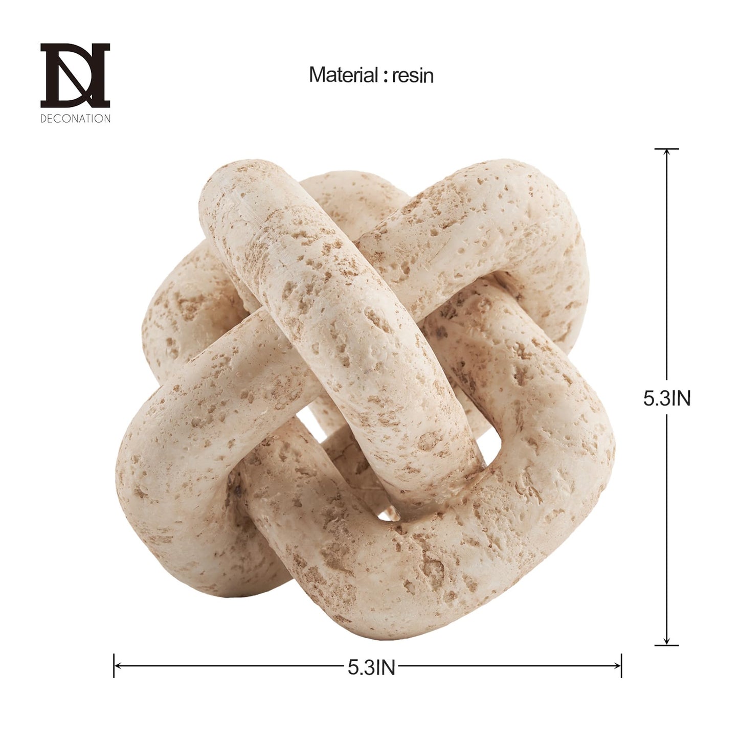 DN DECONATION 3 Link Knot Decor, Beige Travertine Coffee Table Decoration, Boho Resin Chain Link Decor, Modern Shelf Entryway Objects for Home Living Room Farmhouse Bedroom Inspired Aesthetic Art