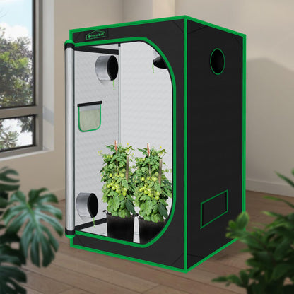 Green Hut Grow Tent for Plants Indoor 48"x48"x78" Mylar Hydroponic Grow Tents Indoor Grow Room for Plant Fruit Flower Veg with Observation Window & Removable Waterproof Floor Tray