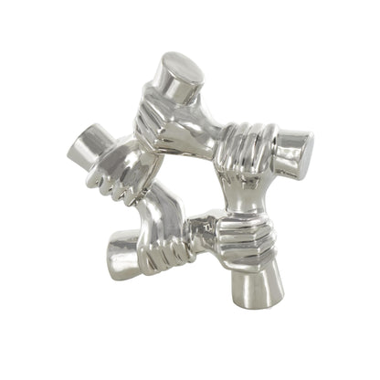 Deco 79 Ceramic Hands Decorative Sculpture Gripping Home Decor Statue, Accent Figurine 13" x 4" x 13", Silver