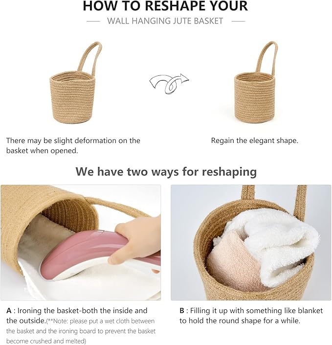 Dahey 2 Pack Wall Hanging Rope Basket