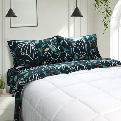 Ramesses Flannel Bedding Sheet Set Full-Polyester Printed Microfiber Plush Flannel Stain Resistant-Soft and Durable-4-Piece Bedding(Green, Full)
