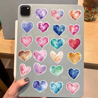 50 PCS Love Stickers Heart Sticker Cute Sticker for Journaling Laptop Scrapbook Water Bottles Guitar Suitcase Phone Snowboard Waterproof Vinyl Gifts for Women Girl Kids Adult Teens