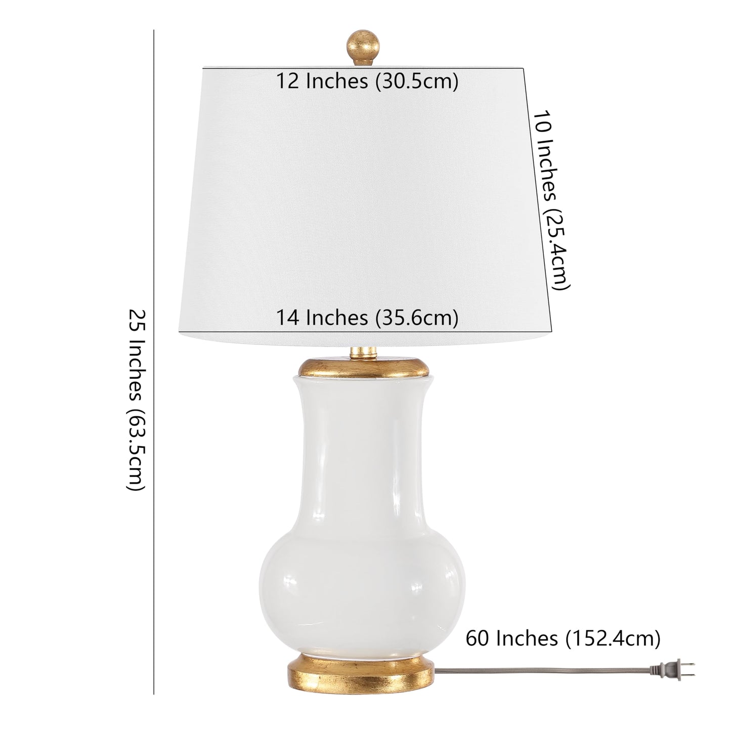 SAFAVIEH Lighting - Emberson 25-Inch Ceramic Table Lamp - Ivory & Gold - Contemporary Sculpted Body Design - Ideal for Living Room, Bedroom - LED Bulb Included (TBL4414A)
