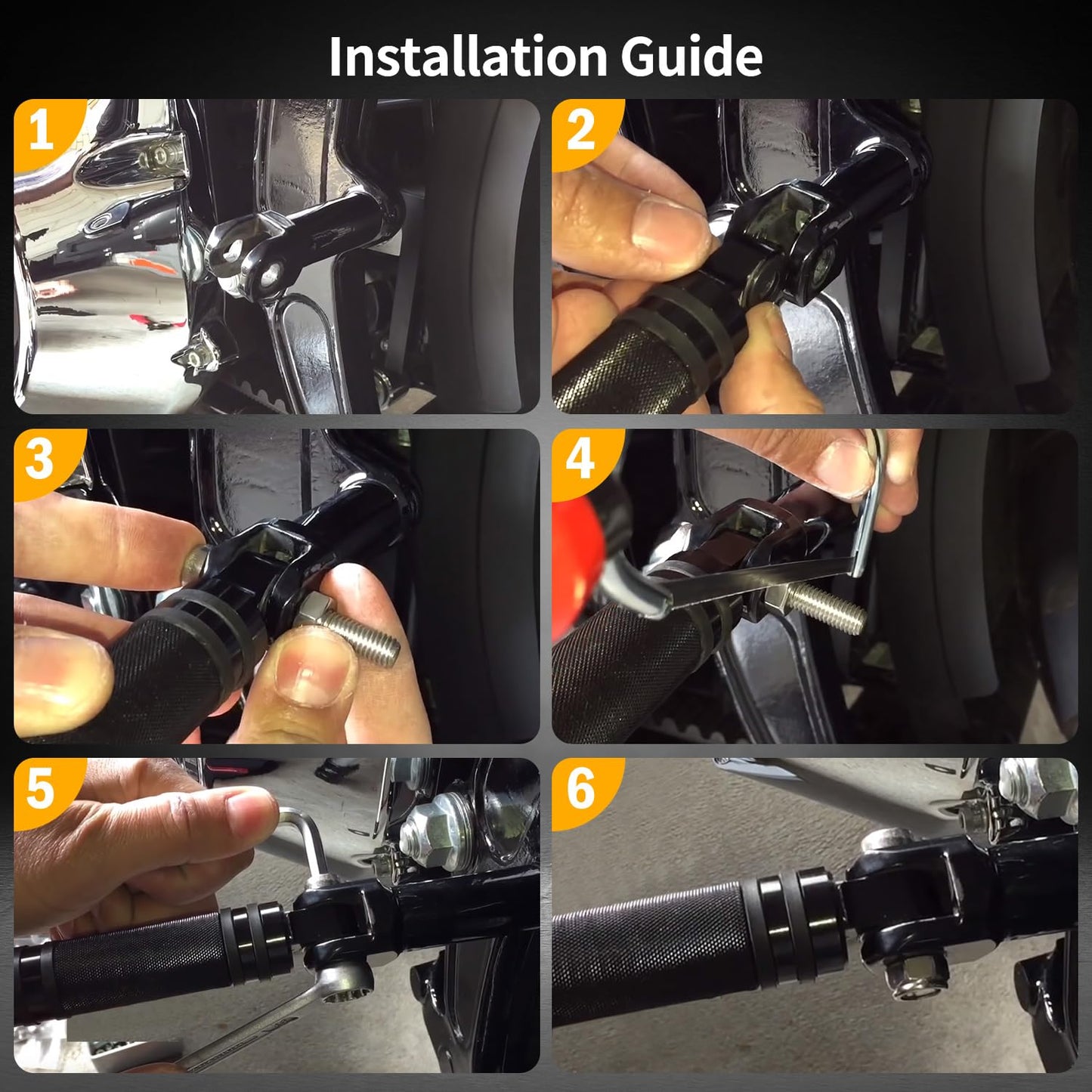 QUASCO Motorcycle Foot Pegs, Black CNC Aluminum Mounting Footpegs, Motorbike Passenger Footrests Pedals Compatible with Harley Dyna, Sportster, Road king, Forty Eight