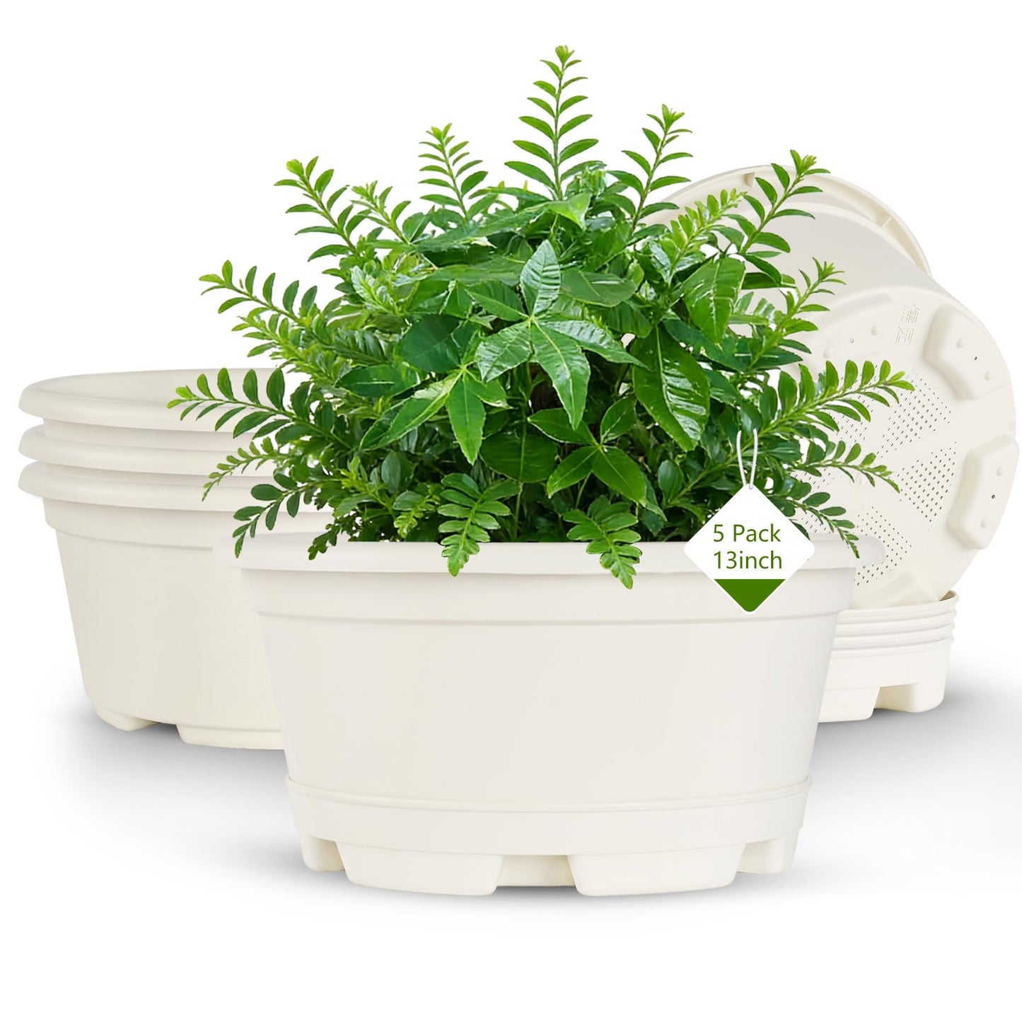 KPUVX 5 Packs 13 inch Plant Pot Modern Decorative Garden Pot with Saucer, Large planters for Outdoor Plants,Decorative Flower Pots