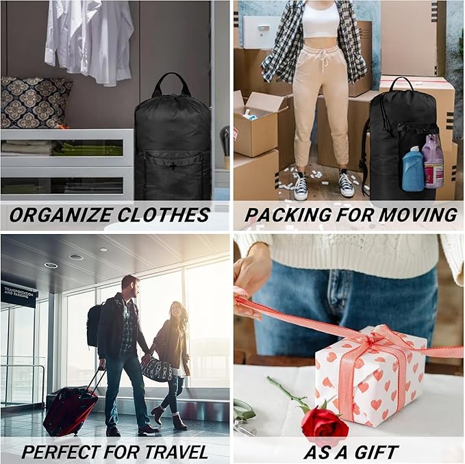 Laundry Bag Backpack with Shoulder Straps and Mesh Pocket Laundry Backpack