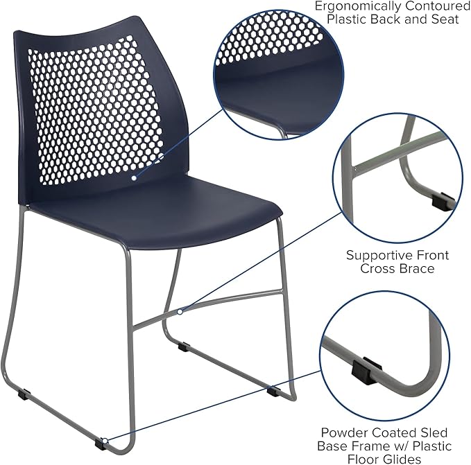 Flash Furniture HERCULES Series 661 lb. Capacity Navy Stack Chair