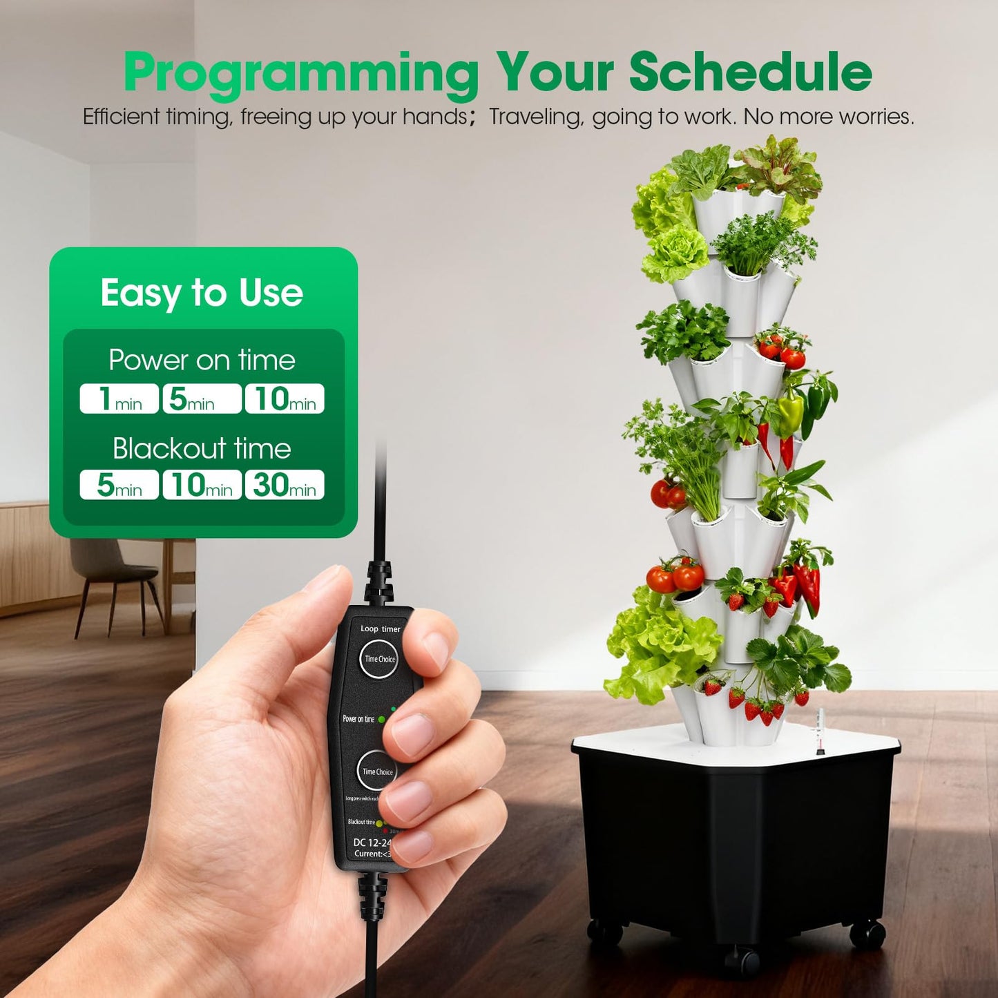 Vertical Hydroponic Tower Garden，35 Pods 7-Layer Indoor Outdoor Growing System with Smart Timer,3 Seed Starter Tray.Water Pump-BPA-Free Modular ，for Hydroponic Gardening Lovers Planting Vegetables