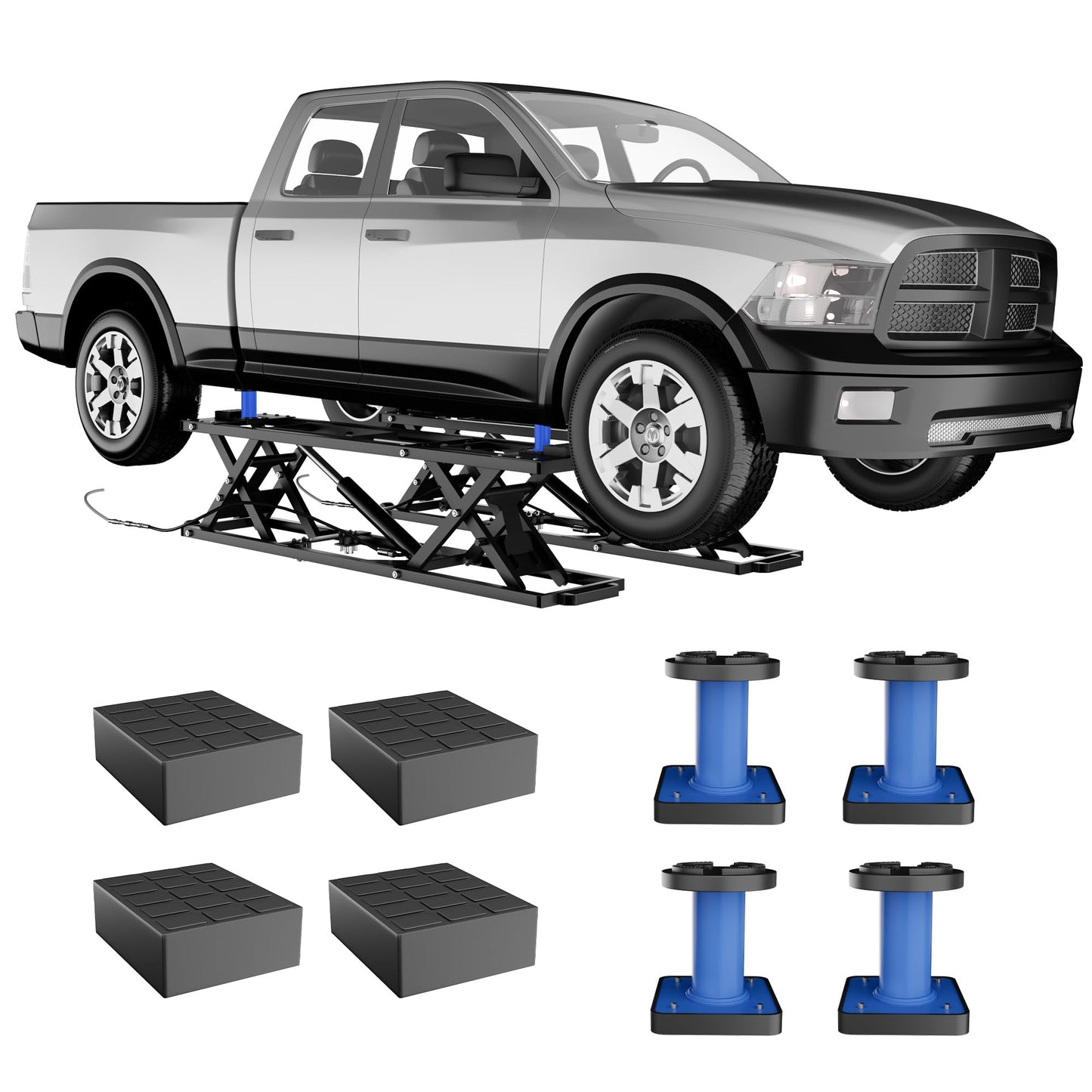 Garvee 7000 LBS Portable Car Lift, Heavy Duty Quick Jack Car Lift for Home Garage, Adjustable Height 6.7 in-25.2 in, Quick Jack with Extension Plates & Locks Levers & Wheels, Fits Trucks, SUVs, Sedans