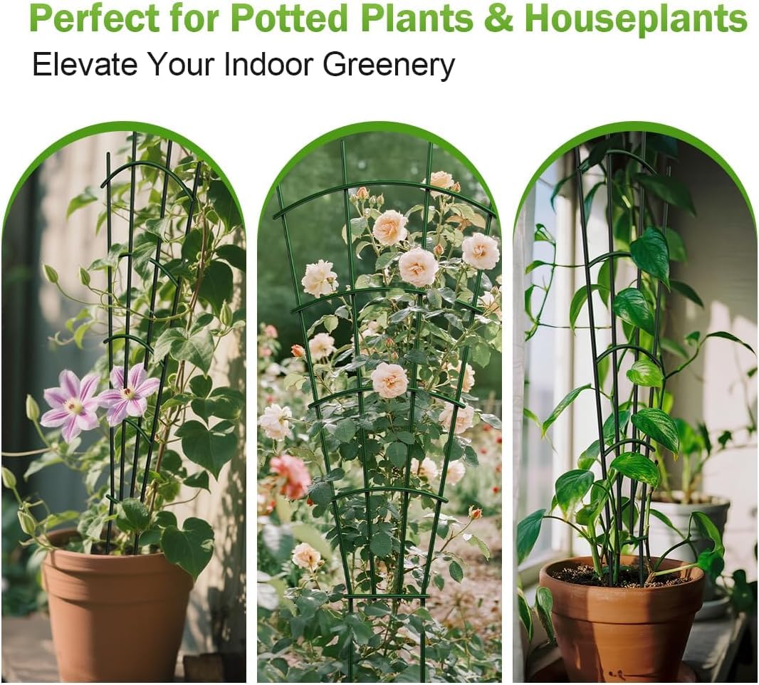 DOLEMODUO 4-Pack Metal Trellis for Potted Plants, 43" Heavy Duty Garden Trellis for Climbing Plants, Rustproof Powder Coated Indoor/Outdoor Trellis for Climbing Vines, Flowers, Houseplants