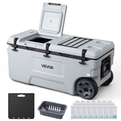 VEVOR Hard Cooler, 106QT Portable Rolling Cooler with Wheels, Leak-Resistant Coolbox Keeps Contents Cool for 48 Hours, Ice Retention Insulated Chests, Ultra-Light for Outdoor Picnics, Grill, Camping