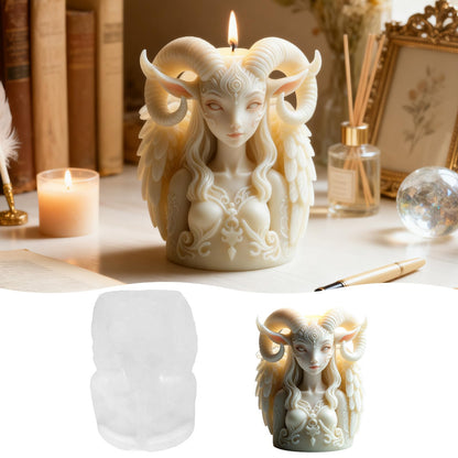Goat Horn Elf Silicone Candle Mold, 3D Elf Portrait Resin Casting Silicone Molds for Home Decor, Soap & Candle Making, DIY Epoxy Resin Craft Mold