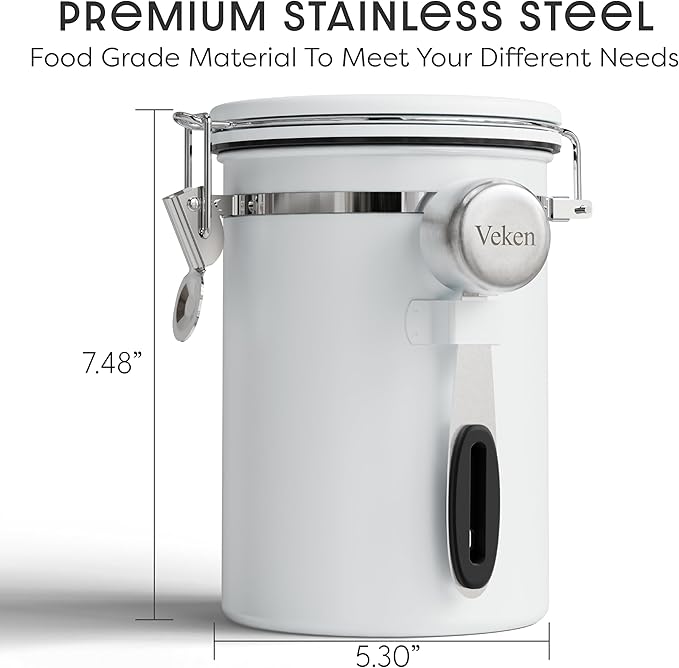 Veken Coffee Canister with Window, Easter Gifts Airtight Stainless Steel
