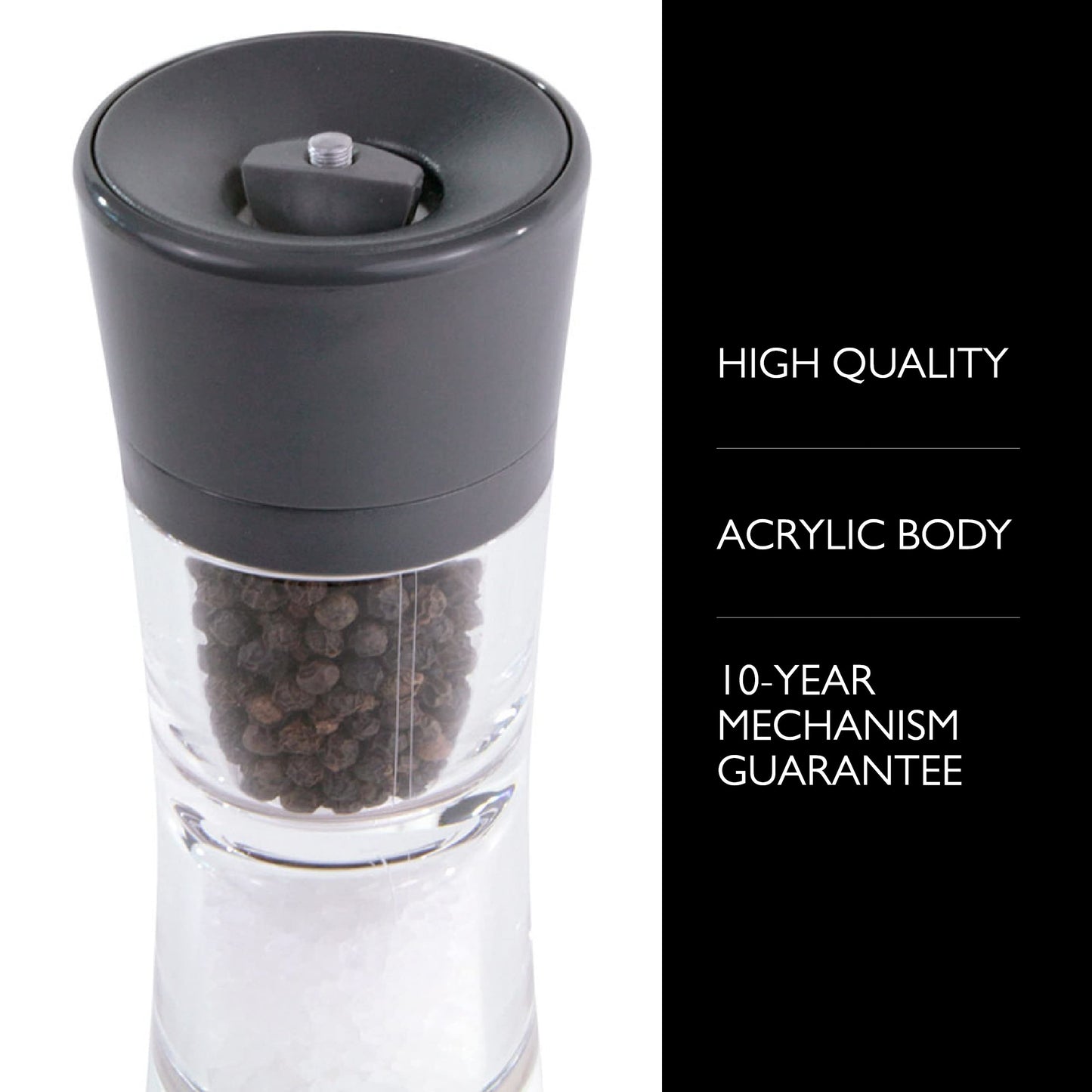 Cole & Mason Lincoln Duo Salt and Pepper Grinder Combo, Acrylic Combination Mill Includes Premium Salt and Peppercorns