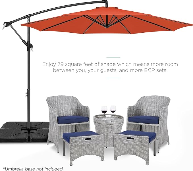 Best Choice Products 10ft Offset Cantilever Hanging Market Patio Umbrella, 8 Sturdy Ribs, Easy Adjustment - Rust