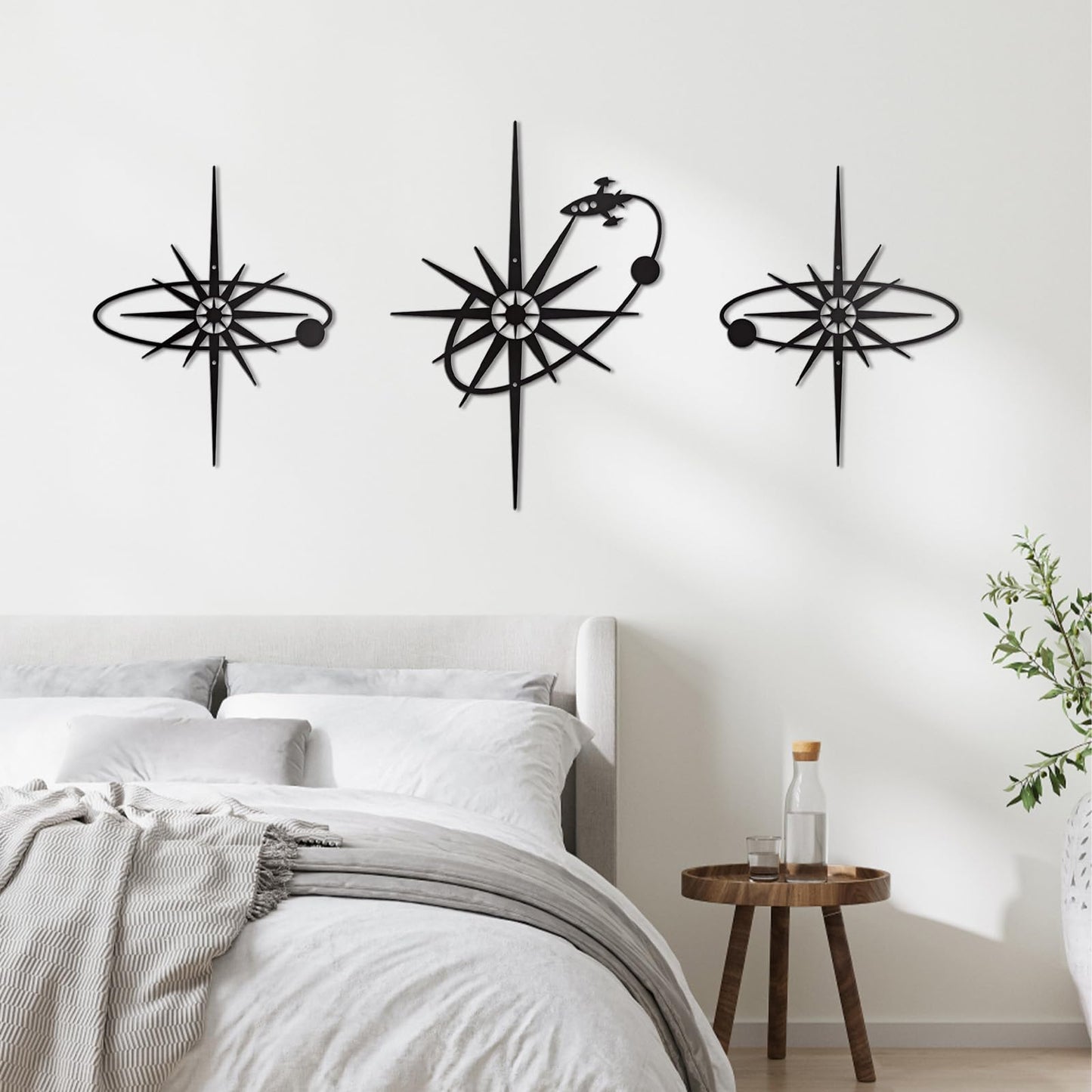 OYEFLY 3 Pieces Metal Wall Art Sun Moon Stars Sculpture (style 1)
