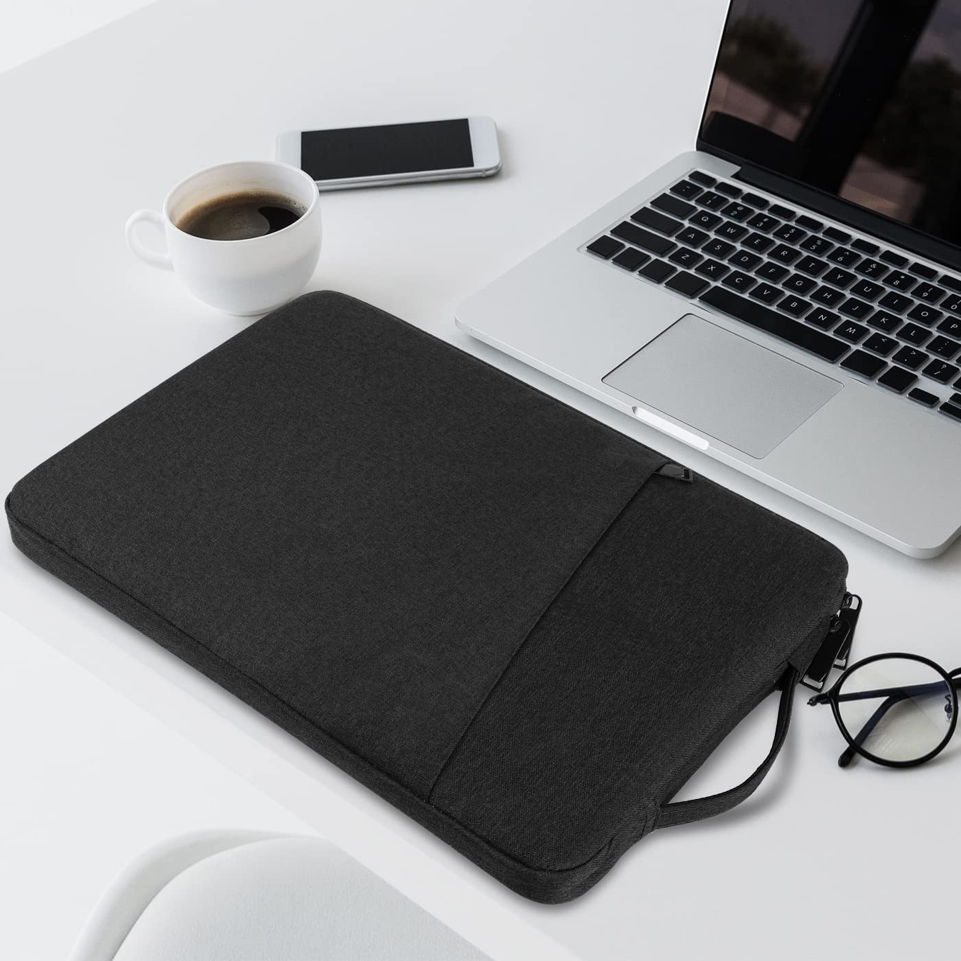 Chelory Laptop Sleeve Bag Compatible for 16 17 Inch HP/Lenovo/Asus/Acer/Dell Notebook Ultrabook Chromebook, Shockproof Computer Protective Cover Carrying Case with Handle, Black