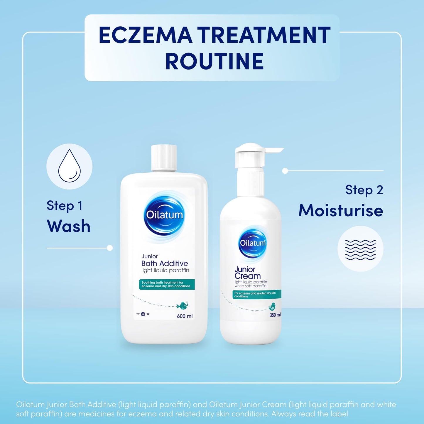 Oilatum Junior, Treatment for Eczema & Dry Skin Conditions, Bath Additive, Protects Skin from Moisture Loss, Fragrance Free, Suitable for Babies & Children, 1 x 600ml