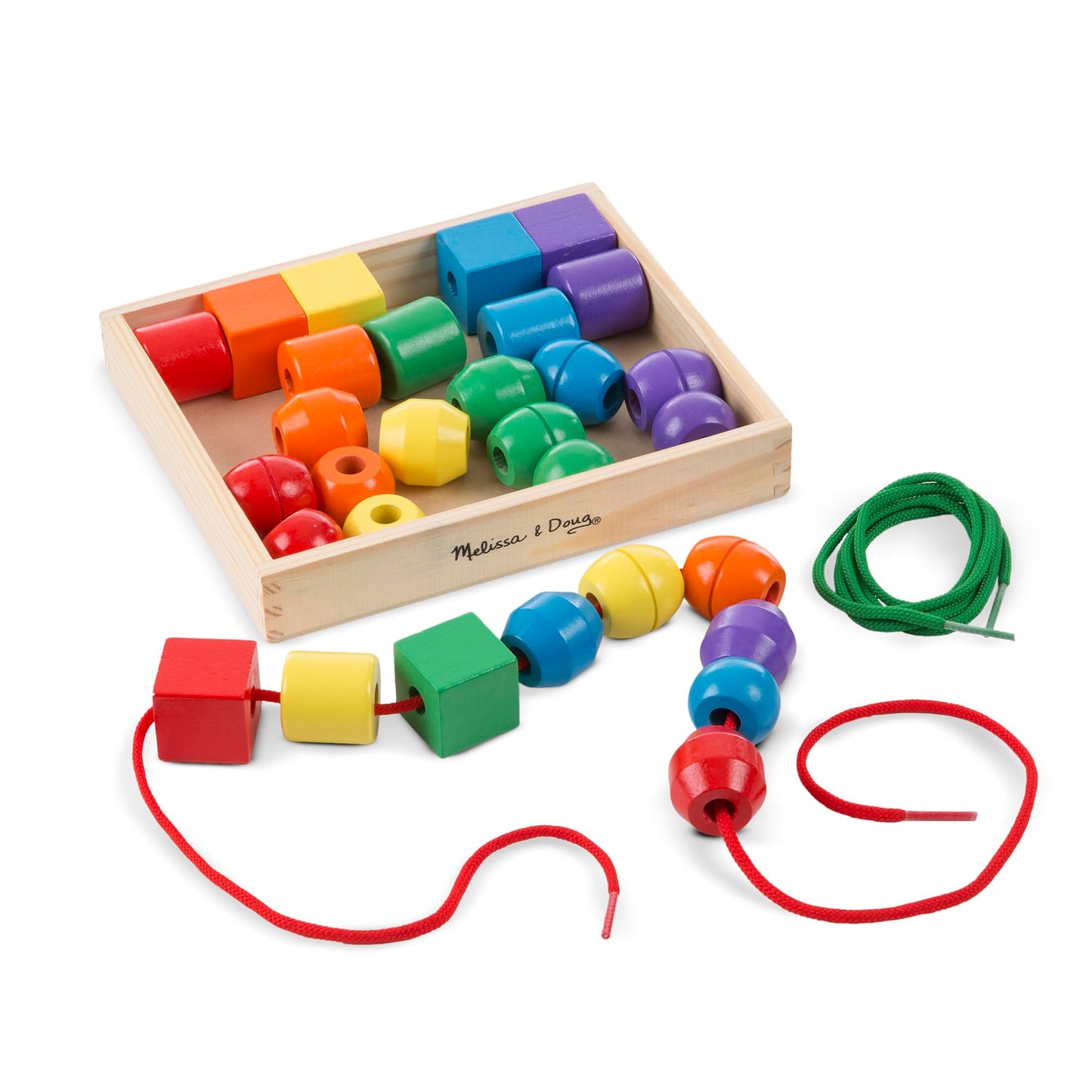 Melissa & Doug Wooden Lacing Beads | Developmental Toy | Wooden Toy | Problem Solving | 3+ | Gift for Boy or Girl