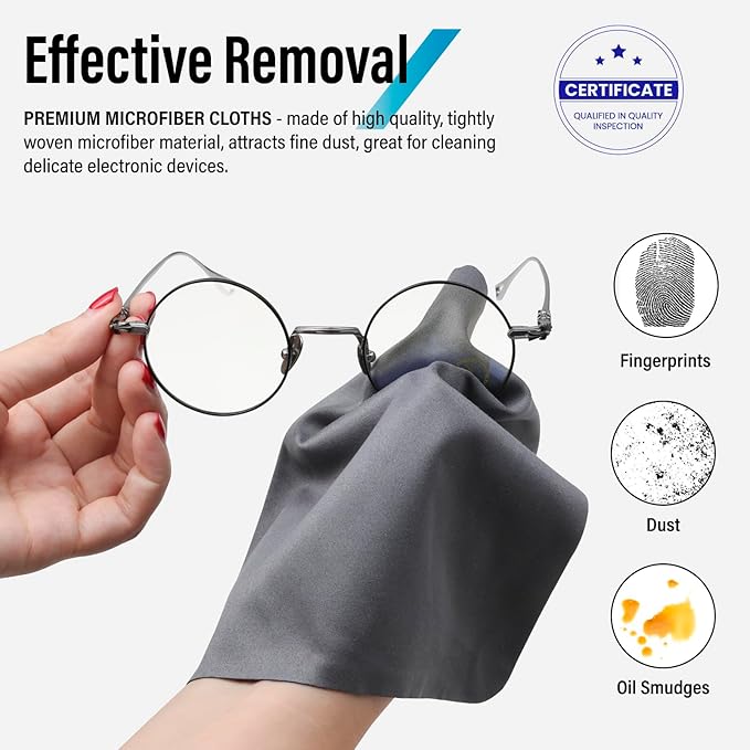 Microfiber Cleaning Cloths, 6 Pack 8x8 Inch Large Glasses Cloth, Cleaning Cloth