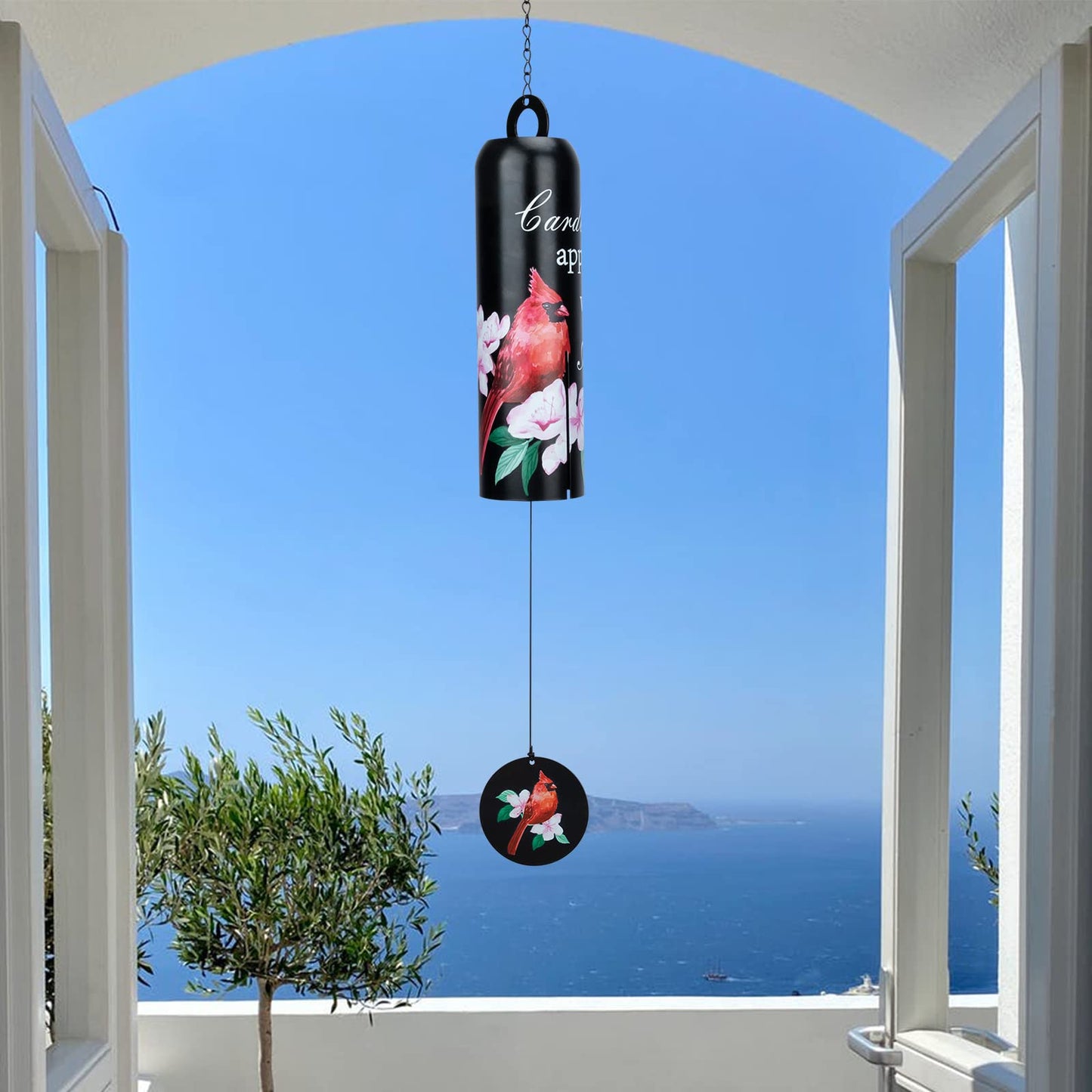 Taman Cardinal Wind Chime - 28" Metal Wind Bell Deep Tone Serenity Valentine's Day Gift Mobile Memorial Sympathy Gift for Home, Outdoor, Yard, Patio,Garden Decor