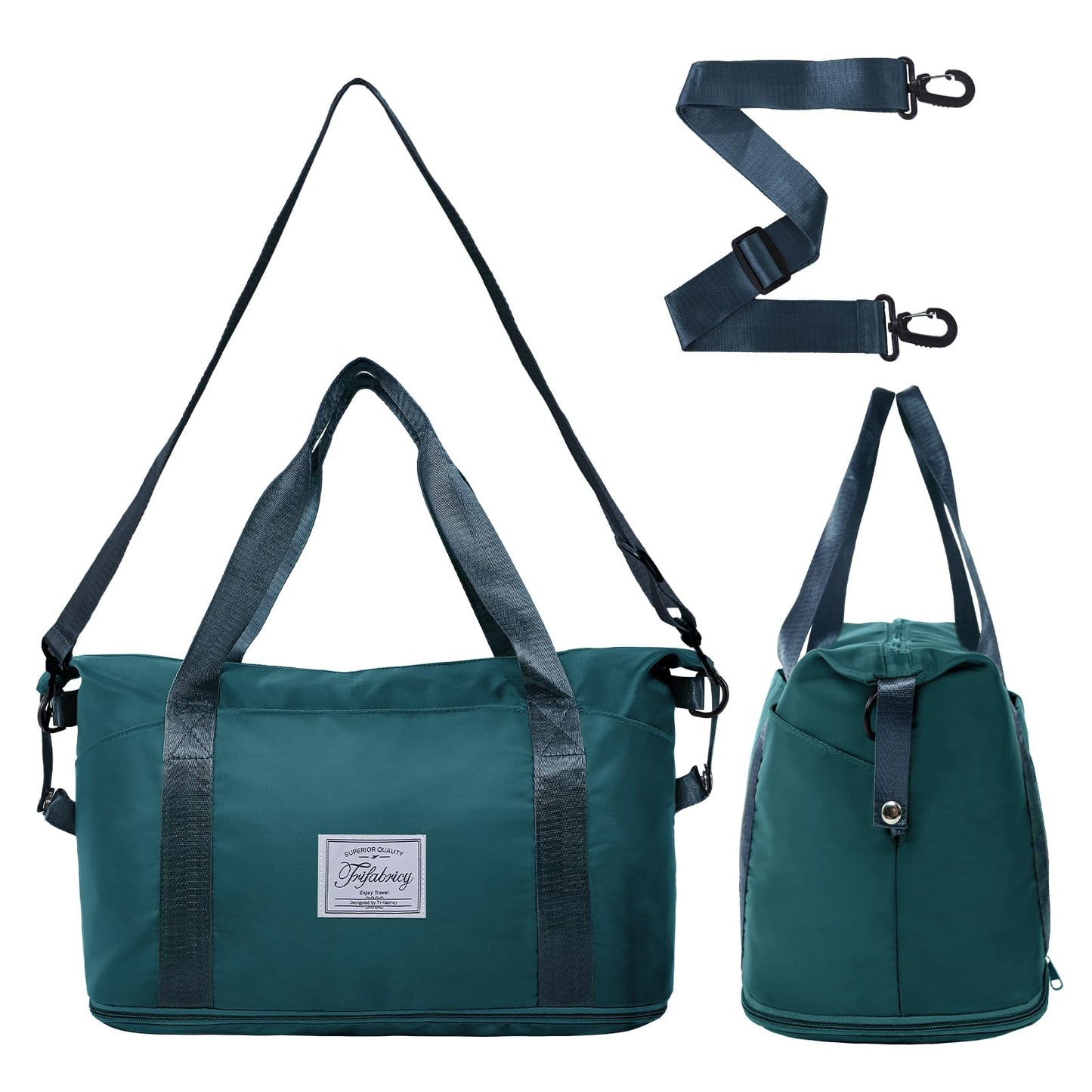 Travel Duffel Bag - Large Shoulder Weekender Overnight Bag, Carry on Bag with Wet Pocket, Waterproof Expandable Duffel Bag with Trolley Sleeve, Sports Tote Gym Bag for Women, Peacock blue