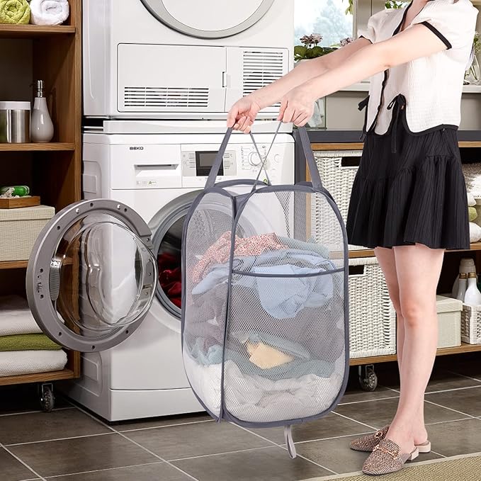 BATTOO 3 Pack Collapsible Laundry Basket Strong Mesh Pop Up Laundry Hamper